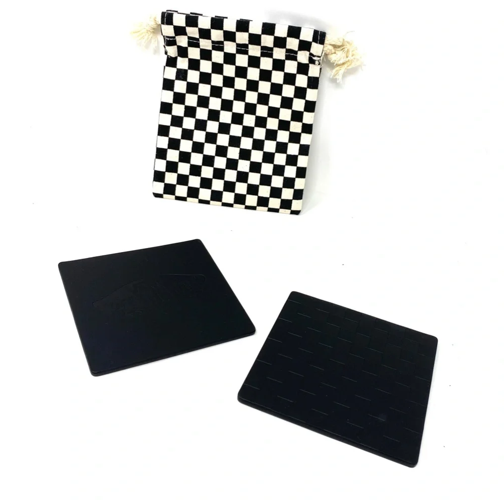 VANS Family Coasters Faux Leather Checkerboard White Black Set Bag VN0009M8NOA
